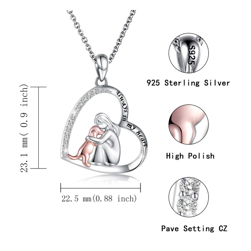 [Australia] - APOTIE 925 Sterling Silver Dog Necklace for Girls Always in My Heart Pendant Puppy Mother Day Jewelry Gift for Mom Dog Lover 