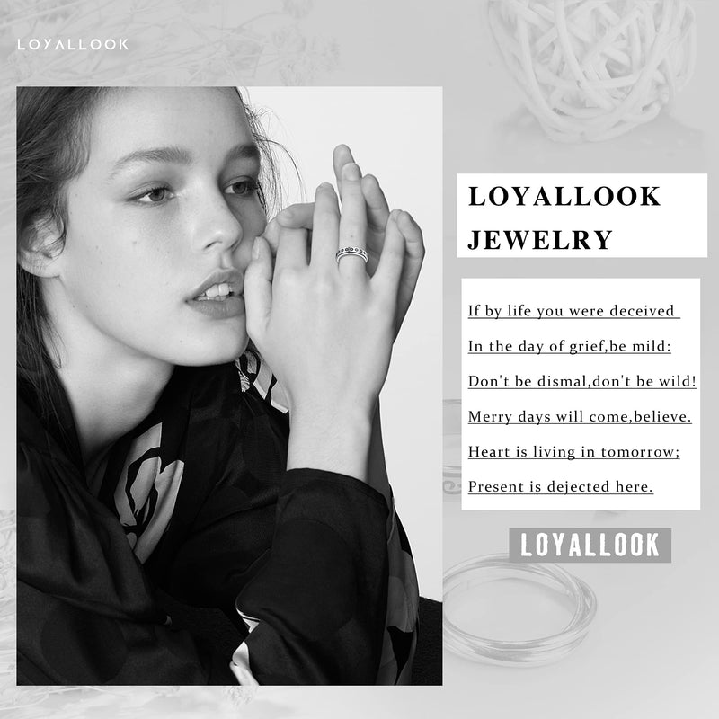 [Australia] - LOYALLOOK Fidget Ring Spinner Ring Anxiety Ring Fidget Rings for Anxiety for Women Stainless Steel Rings 5 