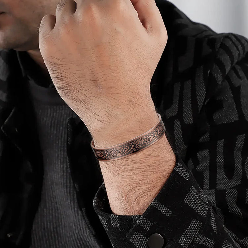[Australia] - MagEnergy Mens Copper Bracelets, 99.9% Pure Copper Magnetic Bracelet with 6 Powerful Magnets, Copper Cuff Bangle with Jewelry Gift Box 