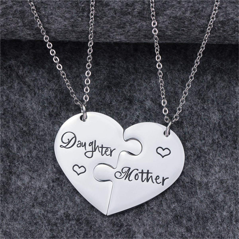 [Australia] - Nanafast 2 PCS Mother Daughter Necklaces Adjustable Stainless Steel Matching Heart Necklace Set Valentines for Couples Mom and Daughter 