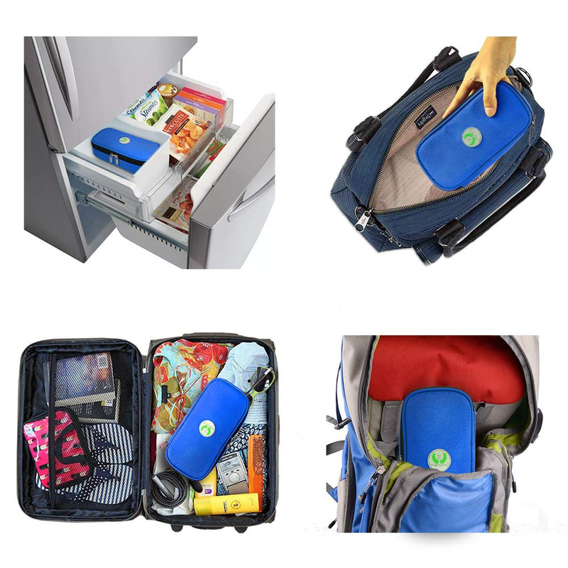 [Australia] - YOUSHARES Insulin Cooler Travel Case - Medication Diabetic Insulated Organizer Portable Cooling Bag for Insulin Pen and Diabetic Supplies with 2 Cooler Ice Pack (Blue) Blue 