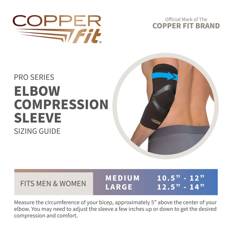 [Australia] - Copper Fit Pro Series Performance Compression Elbow Sleeve Large Black with Copper Trim 