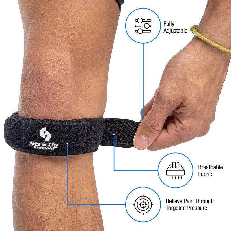 [Australia] - StrictlyStability Patellar Tendon Knee Strap for Pain Relief for Athletic Support, Jumper’s Knee, Runner's Knee and Tendonitis (One Size) One Size 
