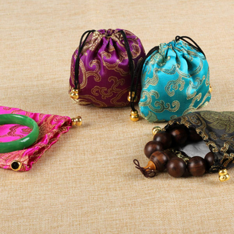 [Australia] - Halloluck 16pcs Silk Brocade Jewelry Pouch Bag, Drawstring Coin Purse Gift Bag 