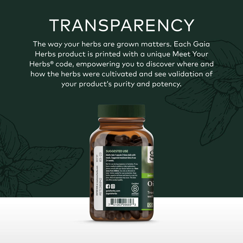 [Australia] - Gaia Herbs Oil of Oregano - Immune and Antioxidant Support Supplement to Help Sustain Overall Well-Being - with Oregano Oil, Carvacrol, and Thymol - 120 Vegan Liquid Phyto-Capsules (60-Day Supply) 120 Count (Pack of 1) Standard Packaging 