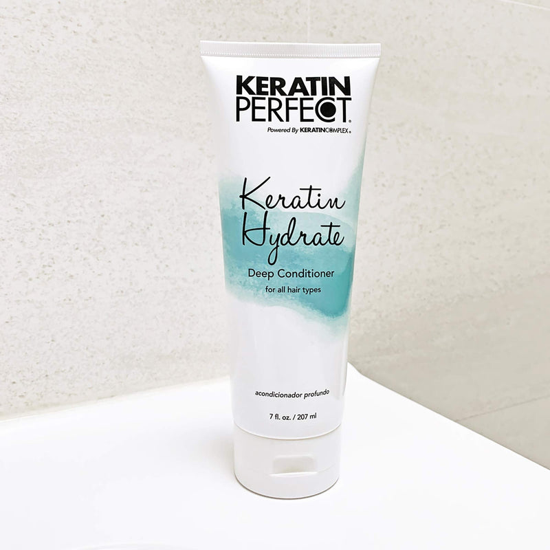 [Australia] - Keratin Perfect Hydrate Deep Conditioner for All Hair Types, Unique Protein Blend Helps Retain/Restores Moisture and Elasticity, White, 7 Oz 