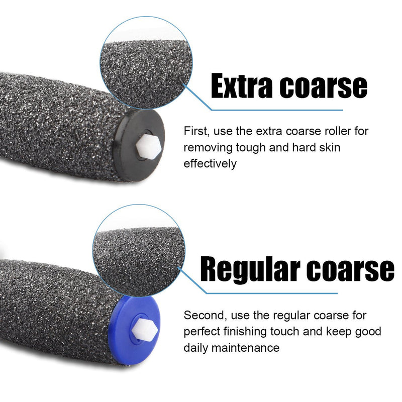 [Australia] - Premium 5 Extra Coarse & 5 Regular Coarse Replacement Refill Roller for Amope Pedi Refills Electronic Perfect Foot File 5 Black Extra & 5 Blue Regular Coarse 
