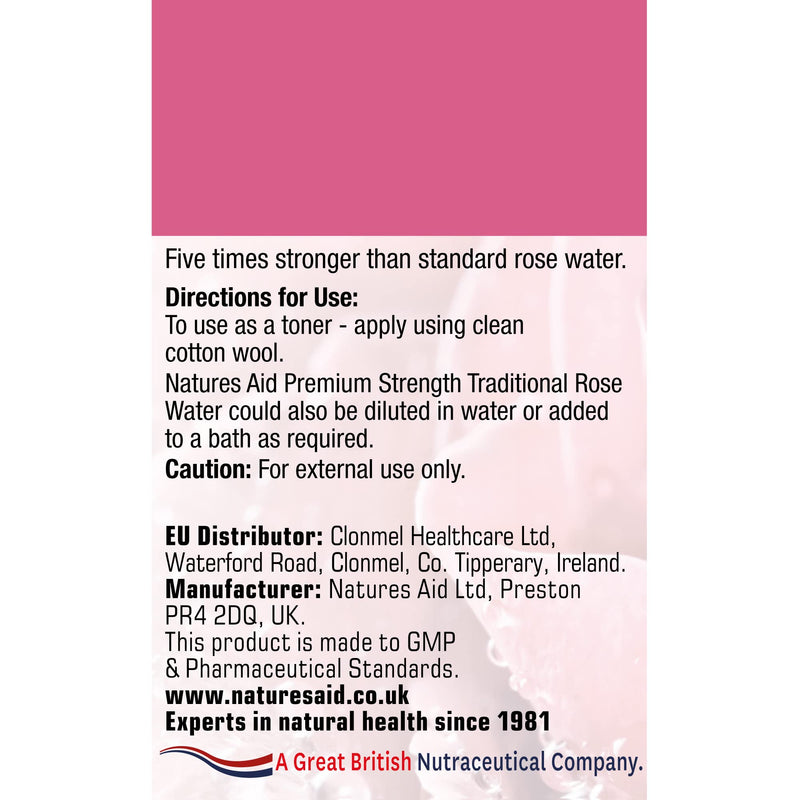 [Australia] - Natures Aid Premium Strength Traditional Rose Water, 150ml (Ingredients : Aqua , Alcohol, Rose Oil) 