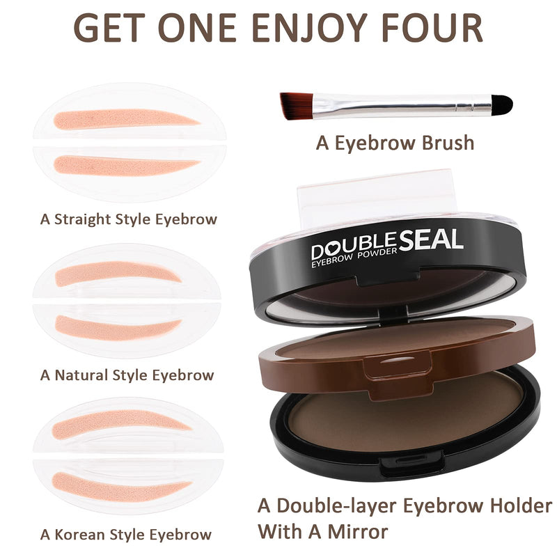 [Australia] - Boobeen Eyebrow Powder Set Brow Stamp Powder - One Second Make Up Nature Brow with Shape Seals Eyebrow Powder Pencil Dark Brown and Brown 