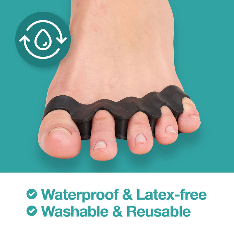 [Australia] - ZenToes Silicone Toe Spacers for Correct Toe Alignment, Bunion and Hammertoe Straighteners - 2 Pairs Black 