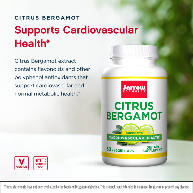 [Australia] - Jarrow Formulas Citrus Bergamot 500 mg - 60 Veggie Caps - Cardiovascular & Metabolic Health, Blood Sugar Support - Use with Jarrow Formulas QH-Absorb - 60 Servings 60 Count (Pack of 1) 