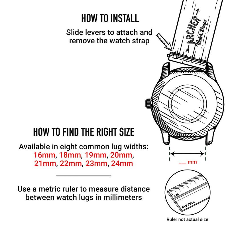 [Australia] - Archer Watch Straps - Silicone Quick Release Soft Rubber Replacement Watch Bands - Multiple Colors 16mm (See diagram) Black 