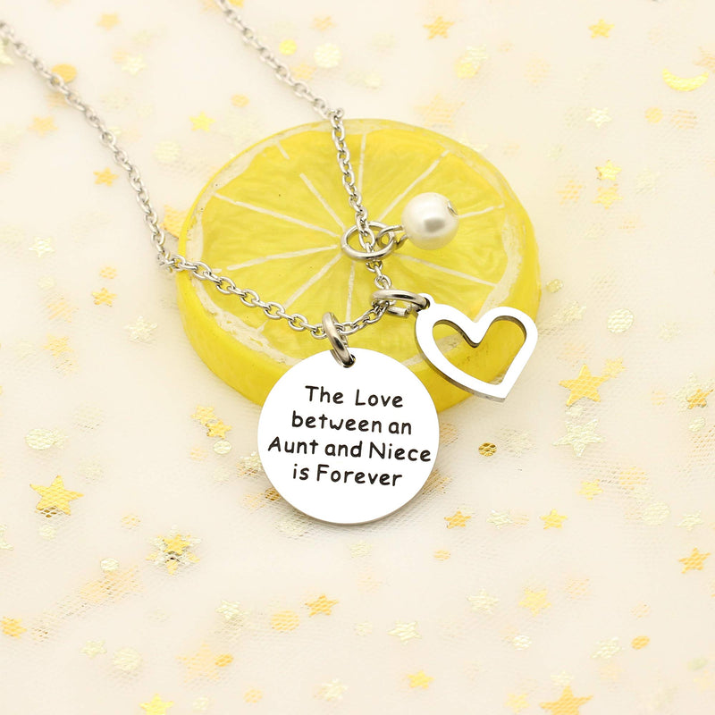 [Australia] - Aunt Niece Pendant Necklace Love Heart Pearl - The Love Between an Aunt and Niece is Forever 