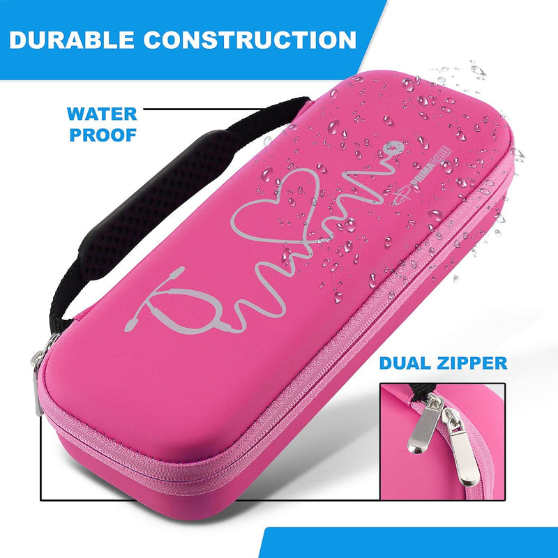 [Australia] - Primacare KB-9397-PK Stethoscope Case, Supplies Included, Pink with Multiple Compartments, Portable and Lightweight First Aid Kit Bag with Vital Medical Supplies, Nursing Accessories for Nurses 