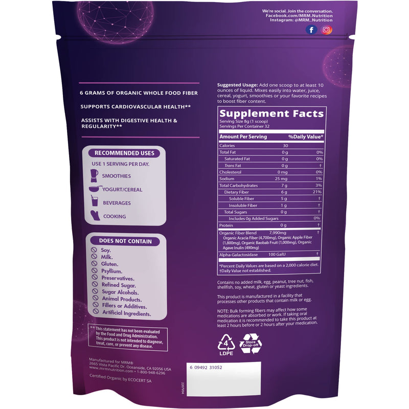 [Australia] - MRM - Whole Food Raw Organic Fiber 9.03 oz 