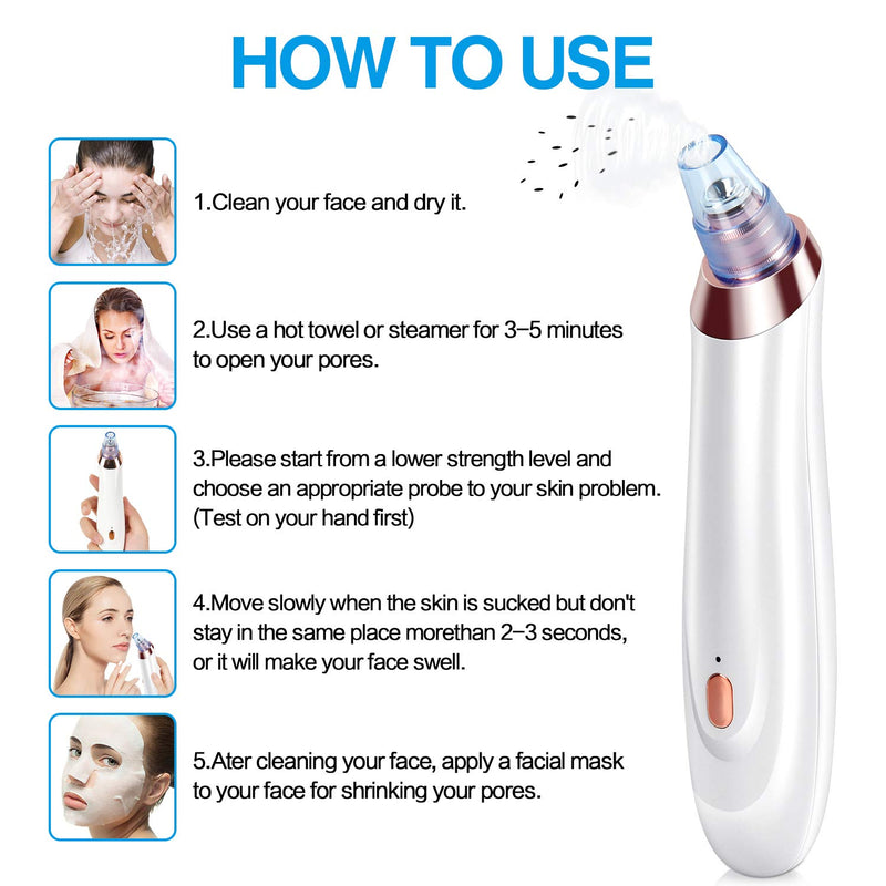 [Australia] - Blackhead Remover Vacuum Blackhead Suction Remover Vacuum Pore Cleaner Electric Acne Comedone Extractor Kit USB Rechargeable With 3 Patterns and 5 Replaceable Suction Probes for Women Men Yellow 