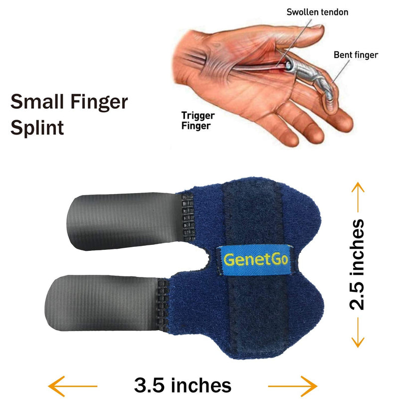[Australia] - Small Trigger Finger Splint - 2 Pack - GenetGo Pinkie Finger Brace for Broken Finger, Finger Knuckle Immobilization for Arthritis Pain, Sport Injuries 