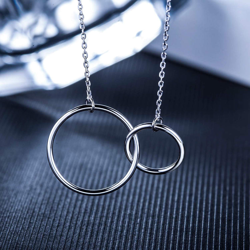 [Australia] - Graduation Gifts to from Mother, Mother Daughter Necklace - Sterling Silver Two Interlocking Infinity Double Circles Necklace 