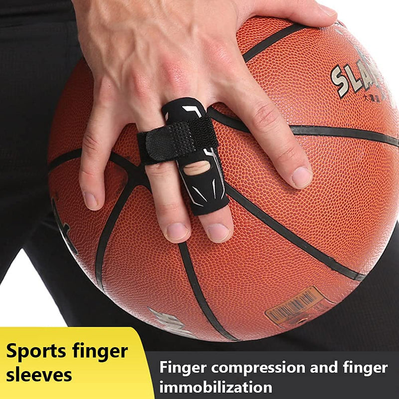 [Australia] - Mezeic Finger Splint Finger Support Adjustable Elastic Compression Finger Sleeves Finger Brace Relieve Joint Pain Finger Guard Sport Finger Protector for Basketball Volleyball Tennis Baseball Large 
