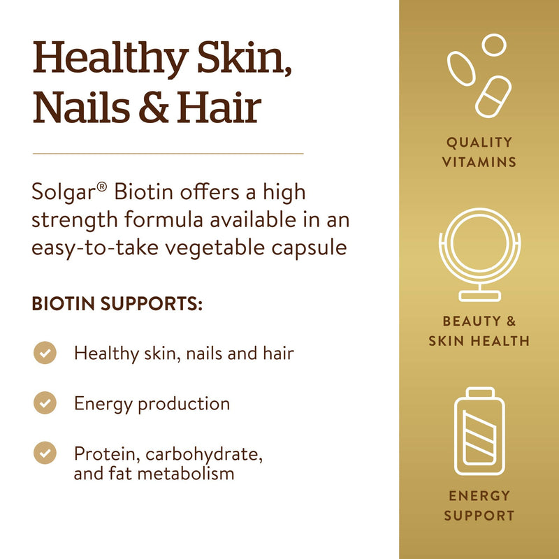 [Australia] - Solgar Biotin 1000 mcg, 250 Vegetable Capsules - Supports Healthy Skin, Nails & Hair - Energy Metabolism - Enhanced Potency - Non-GMO, Vegan, Gluten Free, Dairy Free, Kosher, Halal - 250 Servings 