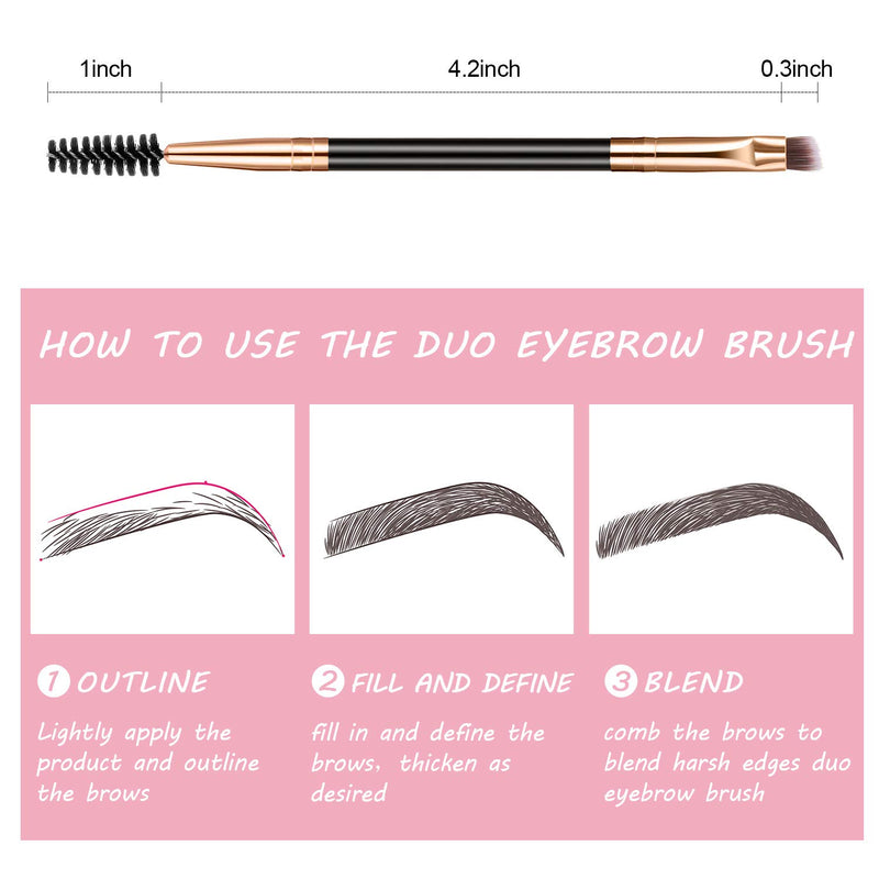 [Australia] - 12 Packs Duo Eyebrow Brush, Spoolie Brush and Angled Brow Brush, Multi-functional Mini Eyelash Brush for Tinting Angled Eyebrow, Suitable for Cream Gel (Gold) Gold 