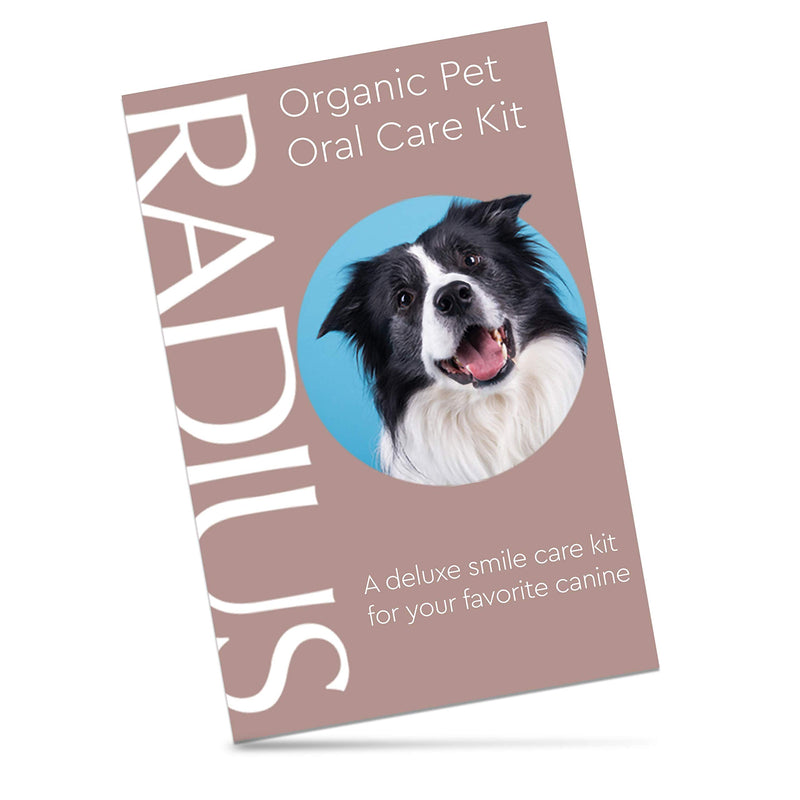 [Australia] - RADIUS Organic Pet Deluxe Oral Care Kit Canine Toothbrush With Organic Canine Toothpaste White Toothbrush Holder Clear Critter Case Blue Travel Bag, 1 Count 