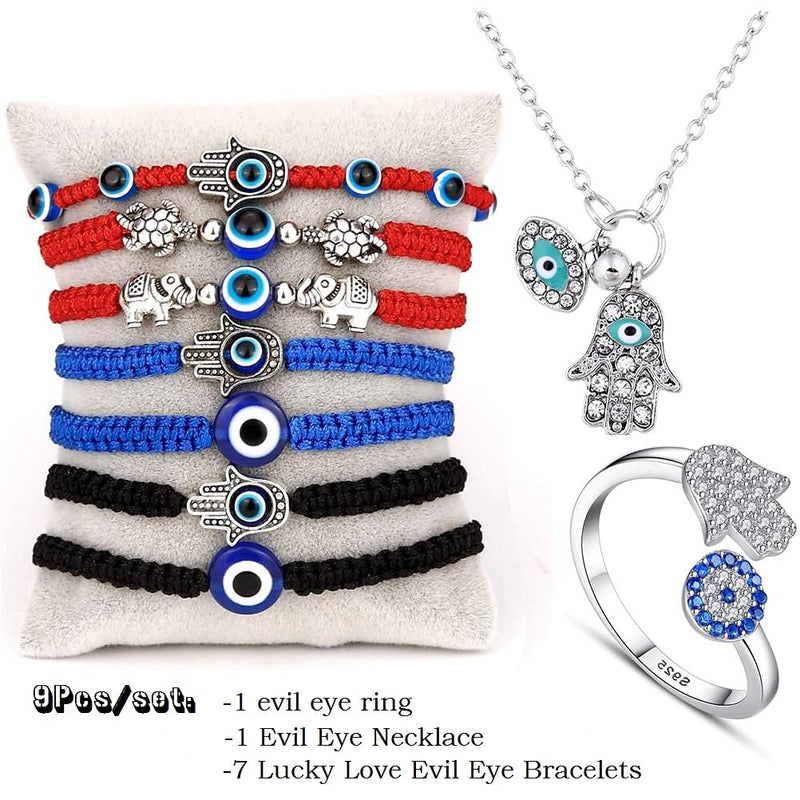 [Australia] - HelpYou Combo 2021 Evil Eye Necklace, Evil Eye Bracelet for Women, Evil Eye Ring Jewelry Anklet Gifts for Family Couple Bestfriend Men Girls 