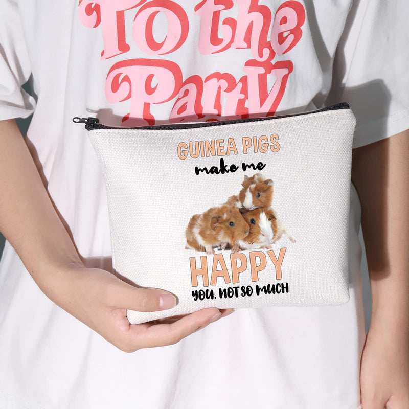 [Australia] - LEVLO Funny Guinea Pig Cosmetic Make Up Bag Guinea Pig Lover Inspired Gift Guinea Pigs Make Me Happy You Not So Much Guinea Pig Makeup Zipper Pouch Bag For Women Girls, Guinea Pigs Happy, 