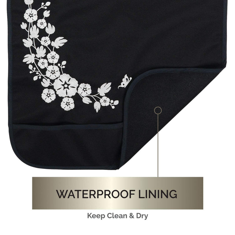 [Australia] - Modaliv Adult Bib for Women - Embroidered Waterproof Clothing Protector with Crumb Catcher - Reusable - Machine Washable (Flowers and Butterflies) 