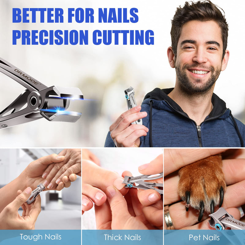 [Australia] - Nail Clippers for Thick Nails - DRMODE 16mm Wide Jaw Opening Nail Clippers Sharp Curved Blade Toenail Clippers Heavy Duty Nail Cutter Large Fingernail Clippers for Men 