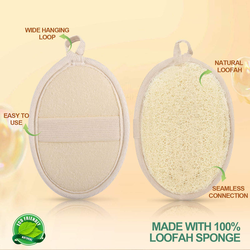 [Australia] - Natural Loofah Sponge Pad, Shower Loofah for Women and Men (8 Pack), Quality Body Scrubber Exfoliating Loofah Sponge, Luffa Sponges Shower Accessories Removing Dead Skin + Creative Shower Hook 8 pack loofah 