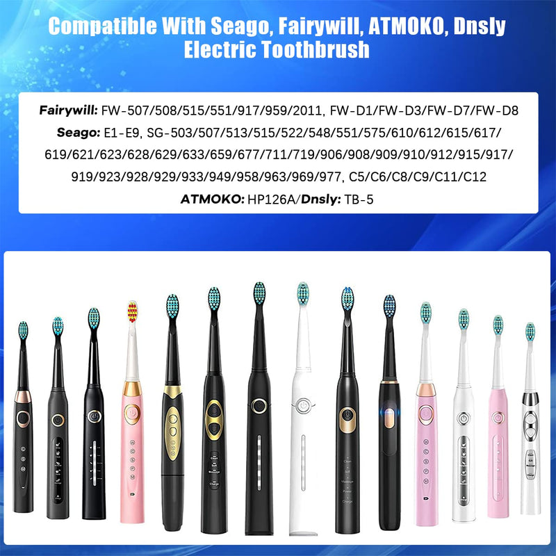 [Australia] - 10 Pack Toothbrush Heads Compatible for Fairywill Toothbrush Heads FW-507/508/515/551/917/959/2011, FW-D1/FW-D3/FW-D7/FW-D8, Most SG Series, HP126A, TB-5 Moderately Soft Bristles Brush (Black) Black 