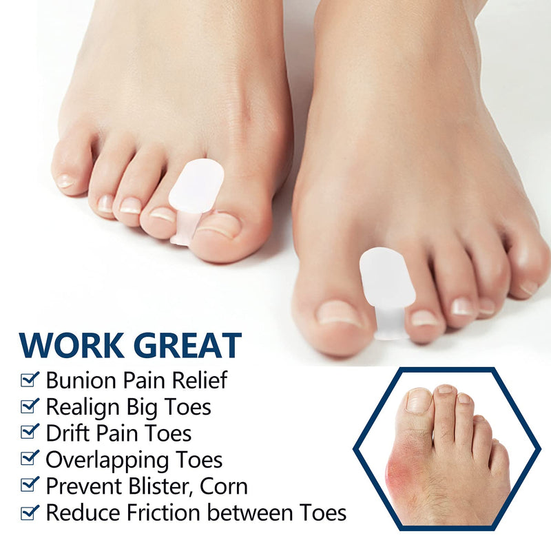 [Australia] - PrettSole 6 Pairs Toe Separators(1/2' Thick), Silicone Toe Spacer, Bunion Relief Pads to Temporarily Correct Big Toe & Relieve Bunion Pain, Overlapping Toe 