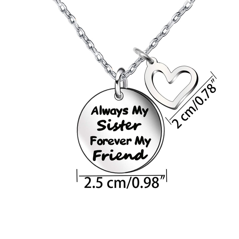 [Australia] - Always My Sister Forever My Friend Women Girl Heart Shape Necklace Family Friendship Gift 