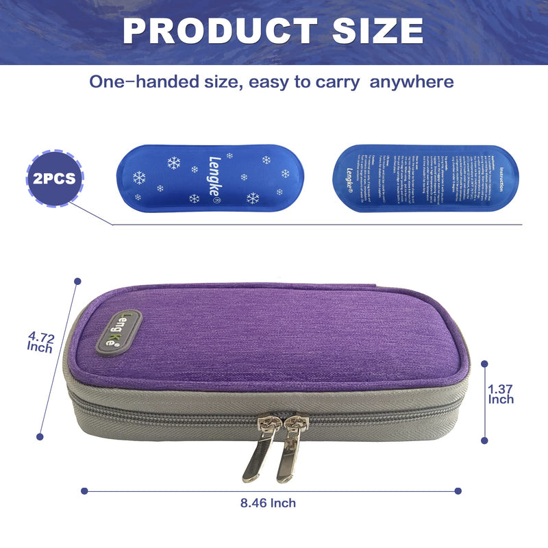[Australia] - Insulin Cooler Case,Diabetic Travel Case Diabetes Medical Cool Bag with 2 Reusable Ice Packs for Medications Diabetes Pen and Supplies Packs (Purple) Purple 