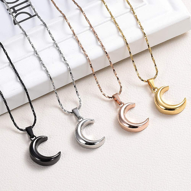 [Australia] - Imrsanl Cremation Jewelry for Ashes Moon Urn Necklace Stainless Steel Memorial Lockets Keepsakes Jewelry for Ashes Pendant - Fill kit Black 
