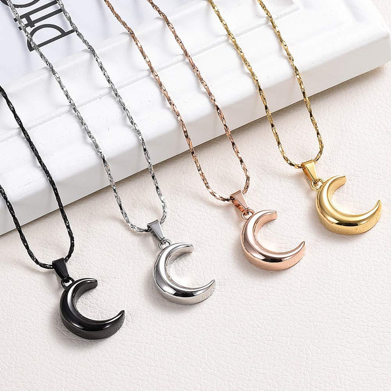 [Australia] - Imrsanl Cremation Jewelry for Ashes Moon Urn Necklace Stainless Steel Memorial Lockets Keepsakes Jewelry for Ashes Pendant - Fill kit Rose Gold 