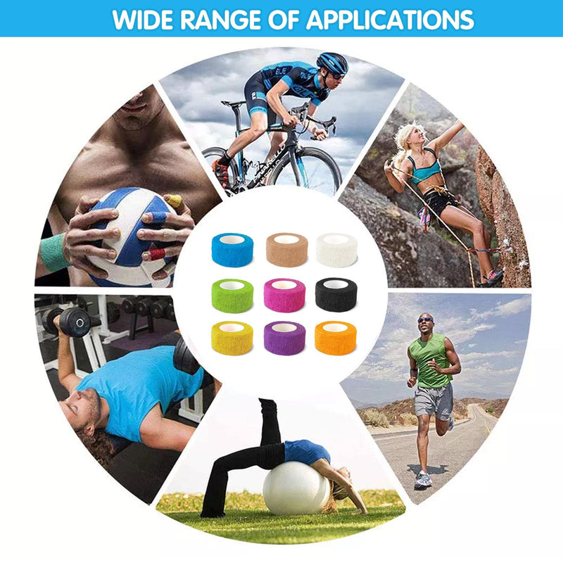 [Australia] - GWAWG 9 Rolls 4.5m Cohesive Wrap Bandage, Breathable Self Adhesive Sports Elastic Tape for Ankle Sprains Wrist Swelling Tattoo Pets, 9 Colors 