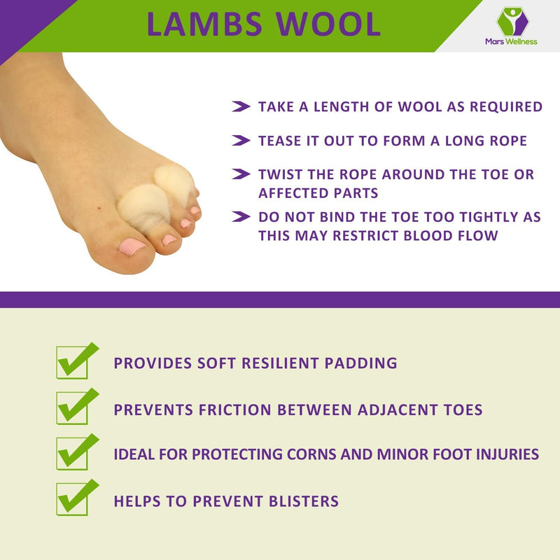 [Australia] - Lambs Wool for Feet Super Soft Cushioning and Toe Seperator - 3/8 oz - 2 Pack 2 Count (Pack of 1) 
