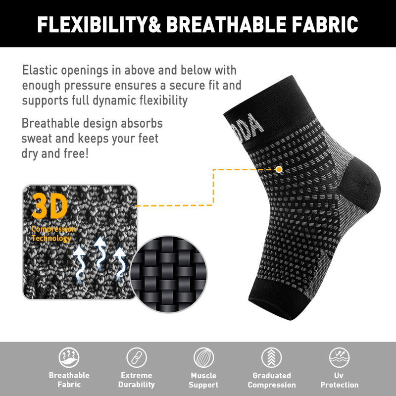 [Australia] - AVIDDA Plantar Fasciitis Socks 1 PAIR, Compression Foot Sleeves for Sport Arthritis Pain Relief, Ankle Support Brace for Men and Women Black M Black Pair 