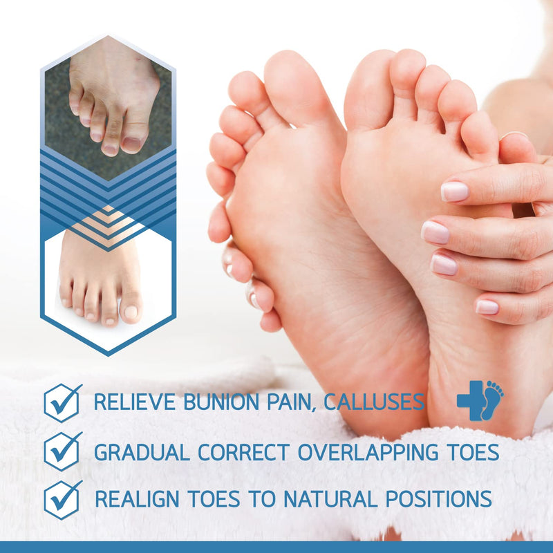 [Australia] - BENNARA Hammer toe straightener. SET E: 2 pairs of WHITE Toe Separator - Correct Bunion and Realign Toes. Gel toe spacer to separate overlapping toes. Toe spreader for hammer toes. Suit men and women. 