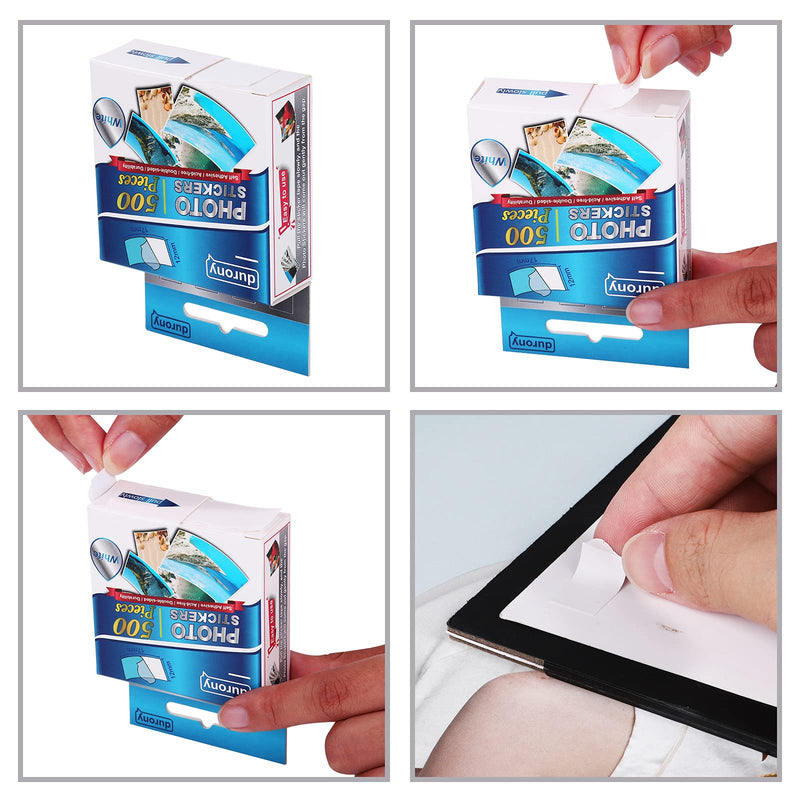 [Australia] - durony 500 Pieces Photo Sticker White Double-Sided Self Adhesive Photo Tapes for Pictures DIY Photo Album Journal 