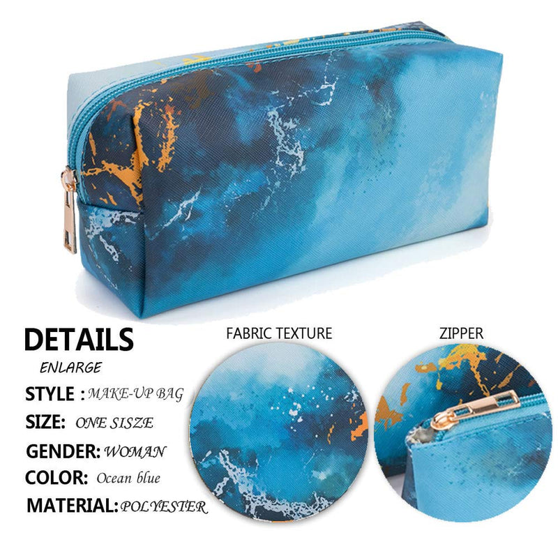 [Australia] - HJTMakeup Bags,Travel Cosmetic Bags Brush Pouch Toiletry Wash Bag Portable Travel Make up Case for Women and Girls Ocean blue cosmetic bag 商品名称 