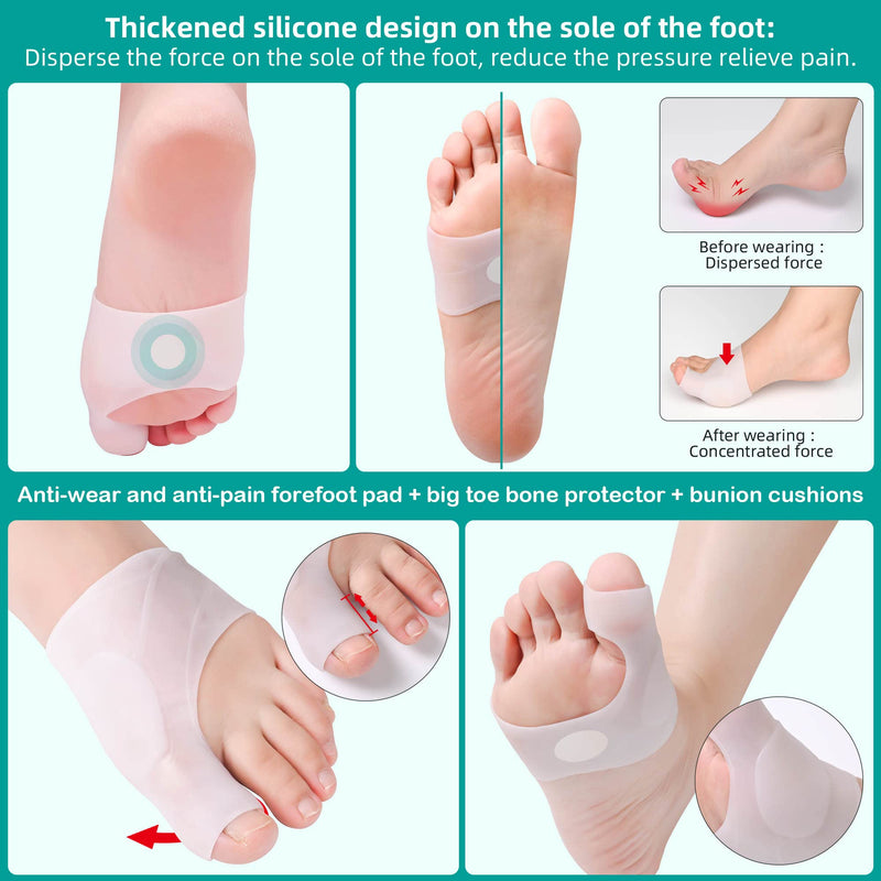 [Australia] - DYKOOK Gel Metatarsal Sleeves and Bunion Cushions 2Pack Thickened Metatarsal Silicone Pad Protector Bunion Pad Sleeve for Bunion Forefoot Pain Relieved and Friction Prevented 