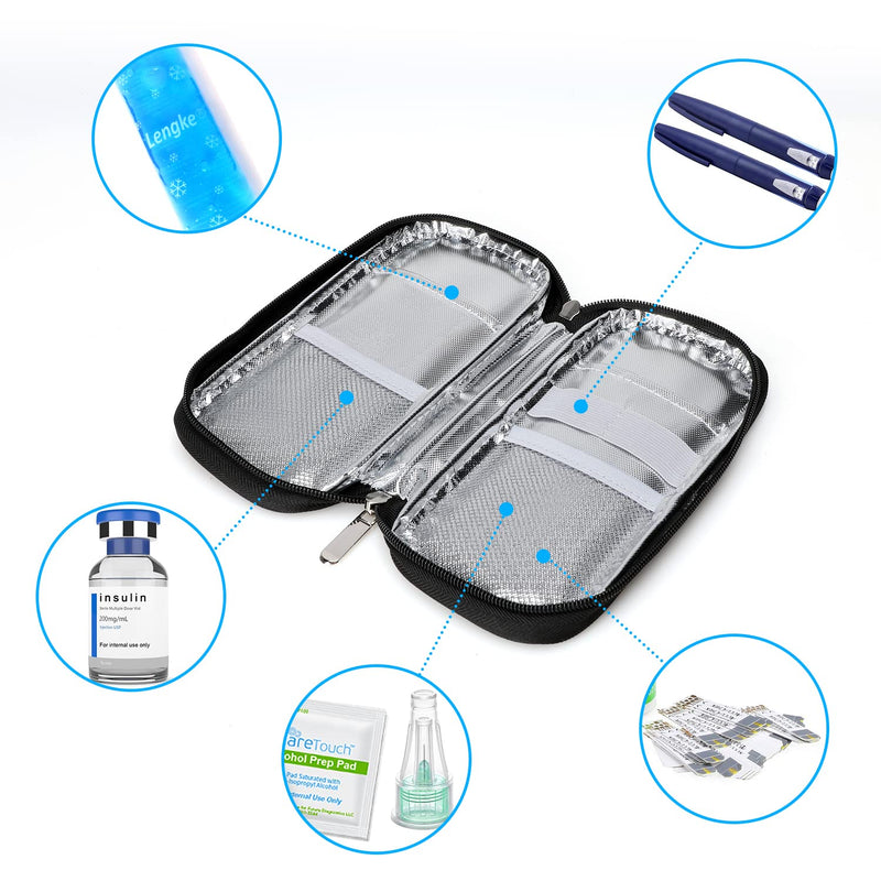 [Australia] - YOUSHARES Insulin Cooler case, Diabetic Travel Case, Portable Insulin Cooling Bag for Insulin Pen and Insulin Medicine (Grey Rose) Grey Rose 