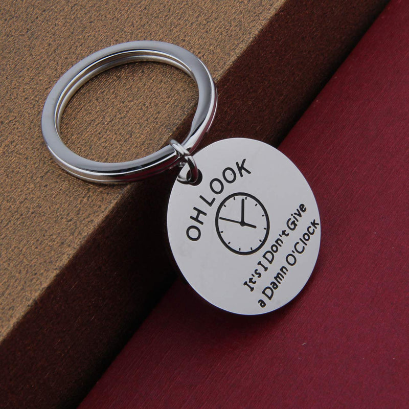 [Australia] - QIIER Retirement Gifts Coworker Retirement Keychain Office Worker Gift Retire Coworker Leaving Jewelry Oh Look It's I Don't Give a Damn O'Clock Keychain Silver 