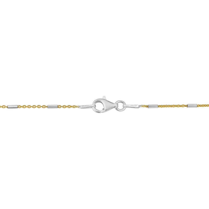 [Australia] - Kooljewelry Sterling Silver Bar Station Yellow Gold Plated Rolo Chain Anklet (1.2 mm, 10 inch) 