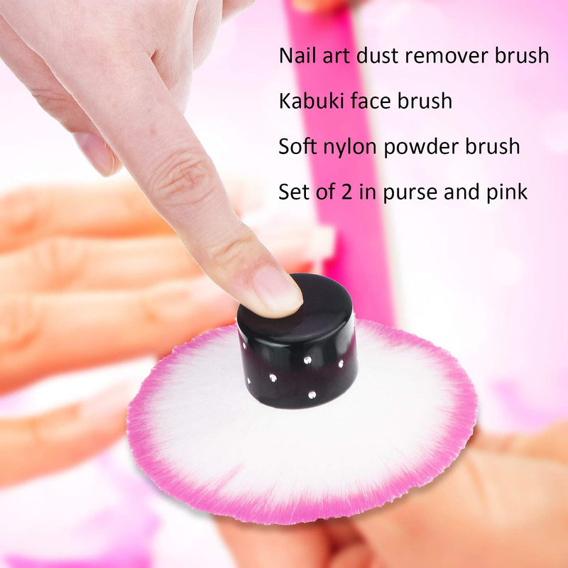 [Australia] - 4 Pieces Nail Art Dust Brush Soft Nail Art Dust Remover Powder Cleaner Kabuki Brushes Makeup Powder Blush Brushes Nail Art Tools (Pink, Purple) Pink, Purple 