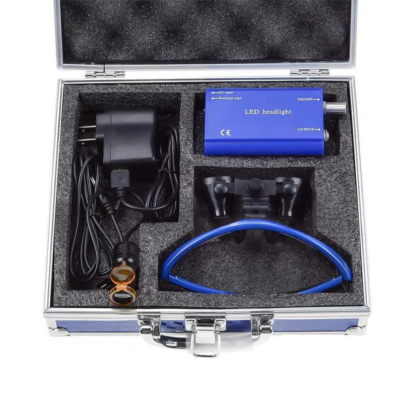 [Australia] - Ocean Aquarius Blue 2.5X420MM Loupes Magnifier +5 Headlight Plug in Clip Head Light with Filter Aluminum Box 008. 