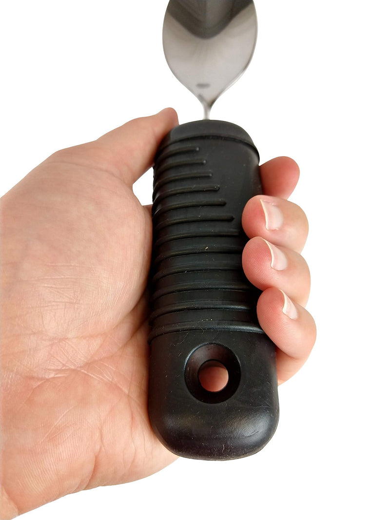 [Australia] - Blue Jay Make Eating Easier Big Grip Utensil Set - Arthritis Aid Silverware Set, 1.5in Ribbed Made with Ribbed Rubber Handles and Stainless Steel, for Weak Grip, Latex-Free, Eating Aids 